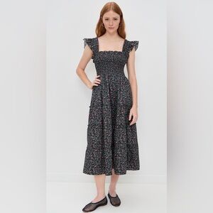 Hill House Home The Ellie Nap Dress Florentine Ditsy Forest Green Floral NWT S